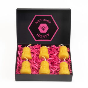 six natural beeswax snowmen candle gift set