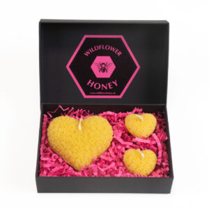 Large & Small Rose Heart Beeswax Candle Gift Set