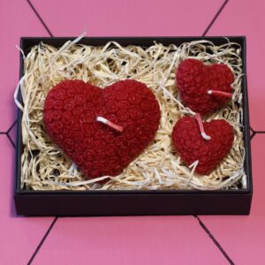 Valentines day Red Heart Candle Gift Set